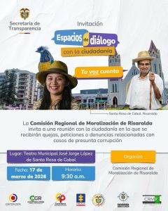 Santa Rosa de Cabal será sede de espacio ciudadano para denunciar posibles casos de corrupción